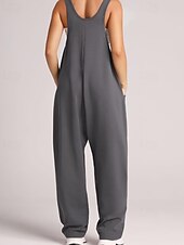 economico tute formali-tuta salopette normale da donna streetwear tinta unita senza maniche scollo a V tasche per uscire fine settimana vestibilità regolare nero verde chiaro rosa estate