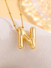 abordables Collier pour femme-Collier pendentif lettre bulle plaqué or – bijou personnalisé avec initiales de 26 lettres de l&#039;alphabet pour femmes et filles – style minimaliste tendance pour anniversaire, remise de diplôme ou usage quotidien