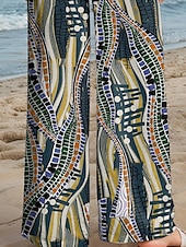 preiswerte weites Bein und hohe Taille-Damen Weites Bein Chinos Baggy-Hosen Urlaub Vintage Mode Volle Länge Hohe Taille Grafik Geometrisch Abstrakt Drucken Atmungsaktiv Weich Mikroelastisch Formell Outdoor Urlaub Karminrot Violett