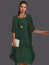 abordables Avec veste-Robe de mère de la mariée à deux pièces pour mariage à la plage invitée de mariage élégant col en V longueur thé chiffon dentelle sans manches vestes avec appliqués 2025 taille personnalisée gratuite