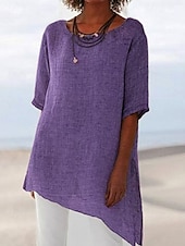 ieftine tricou simplu-Pentru femei Topuri de vară Casual Manșon Jumate Stil Nautic Topuri lungi Verde Crud Maro Deschis Violet Gri Vară