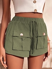 economico Pantaloni in lino e cotone semplici-Per donna Pantaloncini cargo Shorts Moda Atletico Corto Misura del girovita medio Semplice Tasca Elastico in vita Traspirante Confortevole Micro-elastico Sport &amp; Outdoor Abbigliamento quotidiano