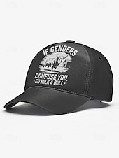 preiswerte Herrenhüte-Lässige Baseballkappe für Herren mit auffälligem Aufdruck „If genders confuse you, go milk a bull“ – verstellbar und trendig, perfekt für Outdoor-Aktivitäten, Sportveranstaltungen und den Alltag