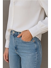 cheap Lace Tops-Women&#039;s Shirt Plain Basic Modern Long Sleeve Shirt Collar Regular Tops Daily Holiday Buttons White Summer