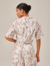 abordables Chemises et blouses-impression d&#039;art abstrait &amp;chemise à manches courtes en lin