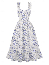 cheap Dresses-Retro Vintage 1950s Dress Swing Dress Floral Women&#039;s Carnival Masquerade Daily Wear Bachelorette Party Adults&#039; Dress Homecoming Dresses