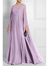 abordables NOIR-Robe de soirée fourreau robe empire formelle soirée traîne balayage  traîne brosse à manches longues col bateau automne invitée de mariage chiffon avec plis pour impressionner 2025