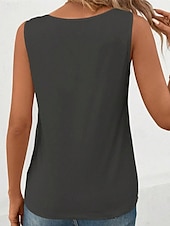 cheap White tee-Women&#039;s Tank Top Tee Top Plain Fashion Modern Sleeveless Square Neck Regular Tops Daily Beach Wear Black White Gray Summer