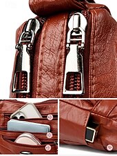 preiswerte Umhängetaschen-braune Umhängetasche aus Kunstleder für Damen mit mehreren Reißverschlusstaschen – lässige, leichte Kuriertasche für den täglichen Gebrauch, Reisen und Ausflüge in die Stadt