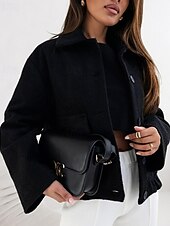 billige Kåper og trenchcoats-Dame Frakk Blazer Hold Varm Bekvem Knapper Elegant Mote Utendørs عادي Ut på byen Fritid / hverdag Helg Enkeltkneppet Normal Knaphul Normal Langermet Yttertøy Svart Aprikos kaffe Vår Høst