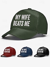 cheap Men&#039;s Hats-Men&#039;s Distressed Graphic ，Humorous &#039;My Wife Beats Me&#039; Print Baseball Cap - Funny Design, Adjustable Snapback Cap, Casual Street Style, Suitable for Outdoor, Travel or Summer Activities