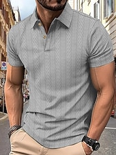 cheap Men&#039;s Classic Polo-Men&#039;s Golf Shirt Golf Polos Shirts Work Casual Lapel Short Sleeve Basic Modern Stripes Patchwork Buttons Summer Regular Fit Depression Green Black White Burgundy Deep Blue Khaki Golf Shirt
