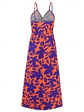 abordables Robes Floraux Imprimés-Femmes Robe Midi Robe d&#039;été Robe Nuisette Robe bohème Mode Moderne Quotidien Plage Week-end Coupe régulière Fleuri Sans manches Col en V Jaune clair Jaune Bleu Violet Été
