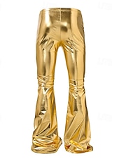 abordables pantalons décontractés-Homme Pantalon Disco Pantalons Évasés Pantalons Pantalon décontracté Boutons Avec Poches Uni Confort Soirée Scène Lumières Disco Mode Occasionnel Dorée Micro-Élastique