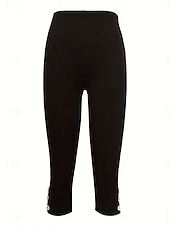 billiga Enkla Leggings-Dam Damasker Grundläggande Ledigt Ledig / Sportig Vadlängd Hög midja Slät Bekväm Mjuk Elastisk Semester Yoga Gata Svart Vit Sommar Smal passform