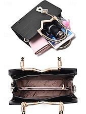 levne Kabelky a tote tašky-Dámská kabelka z umělé kůže s perlovým přívěskem – elegantní geometrické horní ucho a crossbody kabelka do kanceláře, na každodenní dojíždění a formální příležitosti