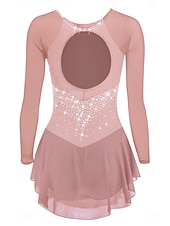 voordelige Schaatsjurken-Kunstschaatsjurk Dames Voor meisjes Schaatsen Jurken Paars Zwart Wit Open achterkant Netstof Spandex Hoge Elasticiteit Opleiding Wedstrijd Kunstschaatskleding Klassiek Kristal / Bergkristal Lange mouw