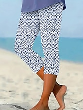 baratos -Mulheres Calças Capri Leggings Férias Vintage Moda Comprimento da panturrilha Cintura Alta Gráfico Poá Listrado Estampado Respirável Macio Com Stretch Ao ar livre Férias Rua Preto &amp; Branco Cinzento