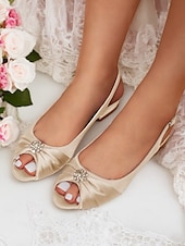 olcso Koktél-női szatén slingback esküvői magassarkúk kristálydíszítéssel - elegáns menyasszonyi slingbackek különleges alkalmakra