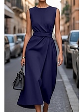 ieftine Rochie neagră casual-Pentru femei Rochii Midi Rochie casual Rochie Tip Maieu Rochie de vară Modă Modern Zilnic Dată Sfârșit de săptămână Fit regulat Culoare pură Fără manșon Stil Nautic Negru Mov Fucsia Maro Vară