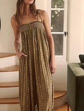 preiswerte Urlaubsoverall-Damen Normal Overall Streetwear Blumen Ärmellos U-Ausschnitt Druck Täglich Wochenende Normale Passform Schwarz Weiß Purpur Sommer