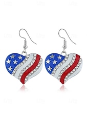 cheap Women&#039;s Earring-Women&#039;s Patriotic American Flag Earrings - Red, White and Blue Earrings, Multiple Looks for Women, Perfect for 4th of July and National Holidays, Stylish American Flag Jewelry Collection