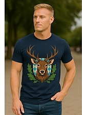 preiswerte T-Shirts-Oktoberfest Hirsch T-Shirt Bayerisch München Deutsch Grafik Für Herren Damen Erwachsene Oktoberfestbier Heißprägen Festival