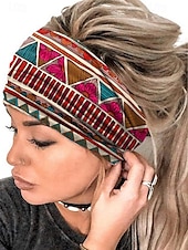 billige Hårtilbehør for kvinner-Fargerike boho twist-pannebånd for kvinner – myke, elastiske og brede hårbånd for yoga, festivaler og fritidsklær