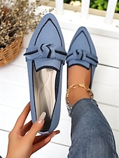 economico Ballerine da donna-scarpe basse in maglia patriottiche da donna – scarpe basse a punta con fiocco per il giorno dell&#039;indipendenza, picnic estivi e abbigliamento casual