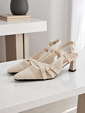 Недорогие Block Heels-женские туфли Flyknit с открытой пяткой на каблуке из дышащего сетчатого материала со стильными ремешками, идеально подходят для удобного ношения в офисе
