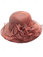 abordables Chapeaux pour femmes-Chapeau de paille élégant à large bord pour femme avec des accents de ruban et de perles, parfait pour les fêtes de jardin d&#039;été, les événements en plein air et les mariages