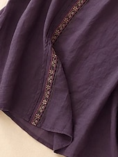 abordables Chemises-Femmes Gilet en coton et lin Chemisier Fleur Élégant Moderne Sans manches Bretelle Hauts Réguliers Fête Sortir Broderie Violet Été