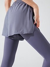 cheap Yoga Leggings &amp; Tights-Women's Yoga Pants Yoga Leggings Drawstring Pocket 2 in 1 Pilates Fitness Yoga Pants Solid Color Black Pink Purple Spandex Sports Activewear Micro-elastic