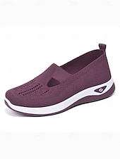tanie Trampki damskie-Damskie Adidasy Komfortowe buty Na zewnątrz Codzienny Podróże Klin Okrągły palec u nogi Codzienny Wygoda Minimalizm Dzianina Mokasyny Ciemnoszary Czarny Ciemnofioletowy