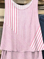 billige Stripe og geometrisk tank topp-Dame Camisole Tank Top Grafisk Stripet Elegant Romantikk Fritid Ermeløs V-hals Vanlige topper Daglig Lapper Trykt mønster Rosa Blå Lilla Grønn Sommer Vår