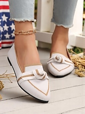 economico Ballerine da donna-scarpe basse in maglia patriottiche da donna – scarpe basse a punta con fiocco per il giorno dell&#039;indipendenza, picnic estivi e abbigliamento casual