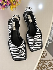 cheap Women&#039;s Flats-Women&#039;s Zebra Print Square Toe Flats with Ruched Back - Trendy Animal Pattern Date Shoes for Stylish Women