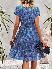 ieftine Rochii Boho-Pentru femei Rochie Mini Rochie florala Rochie Boho Rochie imprimata Modă Clasic Modern Vacanță Concediu Ieșire Fit regulat Floare Manșon scurt Stil Nautic Roșu-aprins Albastru piscină Maro Trifoi