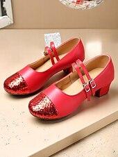 preiswerte Lateinamerikanische Schuhe-Damen-Tanzschuhe mit goldener Glitzerspitze und Doppelriemen – professionelle Standard-Latein-Tanzschuhe mit niedrigem Absatz für Auftritte und Tanzkurse