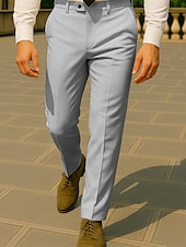 economico Sottile-Per uomo Pantaloni Eleganti Pantaloni Chinos Bottoni Tasca Semplice Comodità Formale Feste Lavoro Moda Stile Classico Nero Bianco Micro-elastico