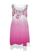 abordables Robes Floraux Imprimés-Femmes Robe Midi Robe débardeur Mode Classique Extérieur Quotidien Week-end Coupe régulière Graphique Dégradé de couleur Sans manches Col ras du cou Rose Claire Été Printemps Automne
