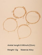 economico Bracciale da donna-Set di cavigliere da donna placcate in oro a strati con ciondoli a forma di farfalla, cuore, stella, infinito e perla - regolabili, stile boho chic per la spiaggia e l&#039;abbigliamento casual