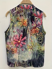 billige Blomstrete tanktop-Dame Camisole Tank Top Blomstret Daglig Fritid Ermeløs V-hals Vanlige topper Daglig Trykt mønster Grønn Sommer