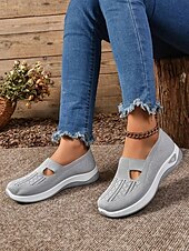 tanie Trampki damskie-Damskie Adidasy Komfortowe buty Na zewnątrz Codzienny Podróże Klin Okrągły palec u nogi Codzienny Wygoda Minimalizm Dzianina Mokasyny Ciemnoszary Czarny Ciemnofioletowy