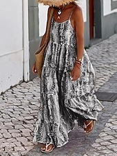 abordables Robes Boho-Femmes Robe Longue Maxi Robe Robe Décontractée Robe évasée Robe Nuisette Robe bohème Mode Extérieur Soirée Fête Coupe régulière Teinture par nouage Sans manches Bretelles spaghetti Noir Rose Claire