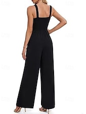 cheap Casual Jumpsuits-Women's Normal Jumpsuit Streetwear Solid Color Sleeveless U Neck Pocket Street Daily Regular Fit Black Wine Navy Blue Summer