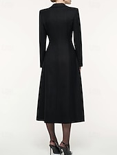 abordables Longueur du plancher-Robe Blazer A-Line Mère de la Mariée Robe Tuxedo Élégante Simple Minimaliste Formelle Col en V Taille Cintrée Longue au Sol Crêpe Élastique Manches Longues Poches à Rabat avec Boutons Recouverts