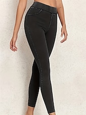 olcso Sima leggings-Női Jeggings Szabadság Szüret Etnikai stílus Teljes hossz Magas derék Magas vágás Mokaszinok Légáteresztő Gyors szárítás Nyúlós Szabadtéri Jóga Utca Fekete Medence Sötétkék Nyár Karcsúsított