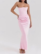 abordables Robes de Diplôme-Femmes Robe Longue Maxi Robe Robe Blanche Robe de remise des diplômes Robe de Bal Robe de Soirée Élégant Mode Soirée Occasion Spéciale Coupe régulière Uni Sans manches Sans bretelles Noir Blanche