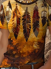 billige Boho t-skjorte-Dame T skjorte Nyanse Grafisk Årgang Stilfull Klassisk Kortermet Crew-hals Rund hals Vanlige topper Daglig Helg Trykt mønster Gul Rød Blå Lilla Grønn Sommer Vår